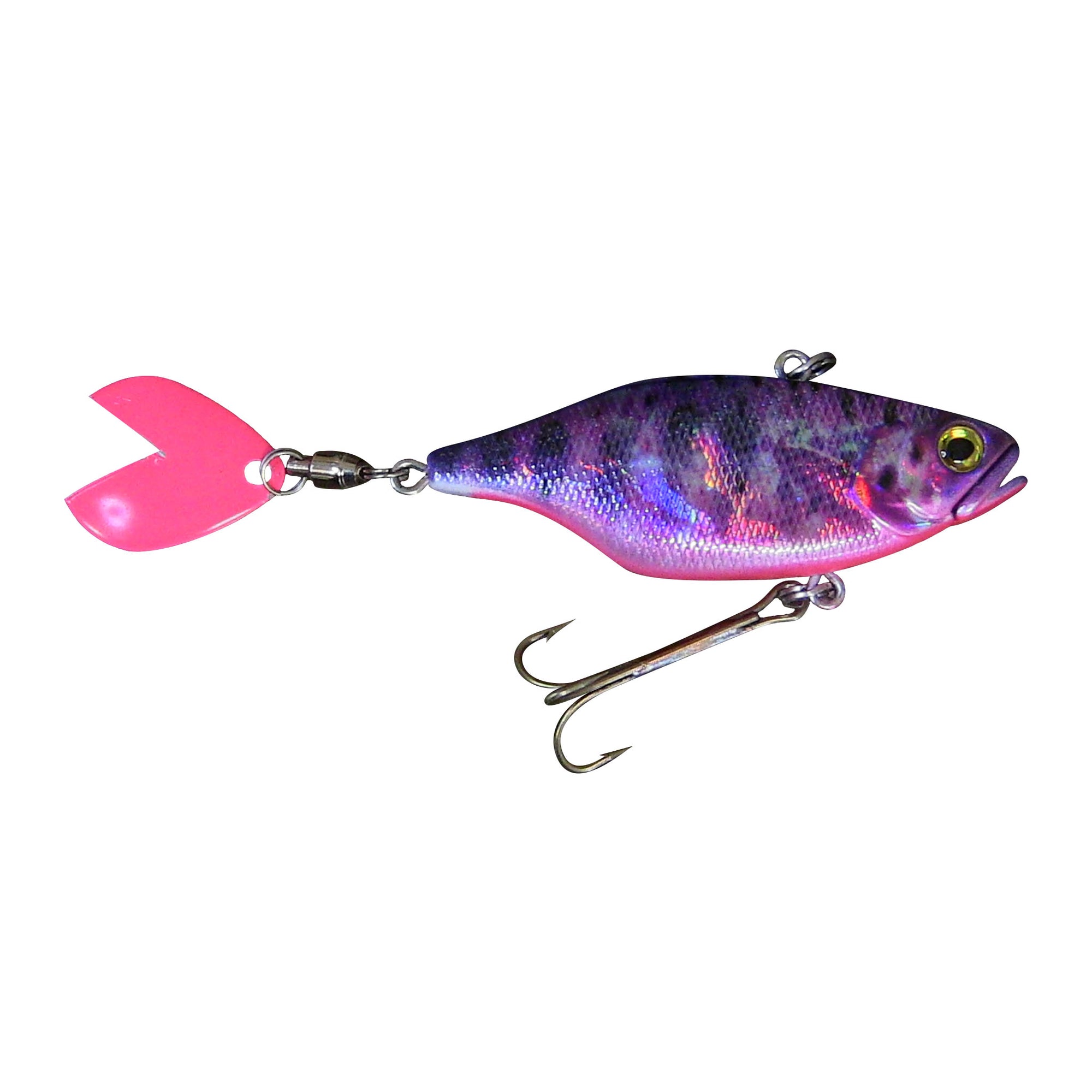 Baby Brown Trout Pink Purple 3 Flipper Tail Shad Lipless