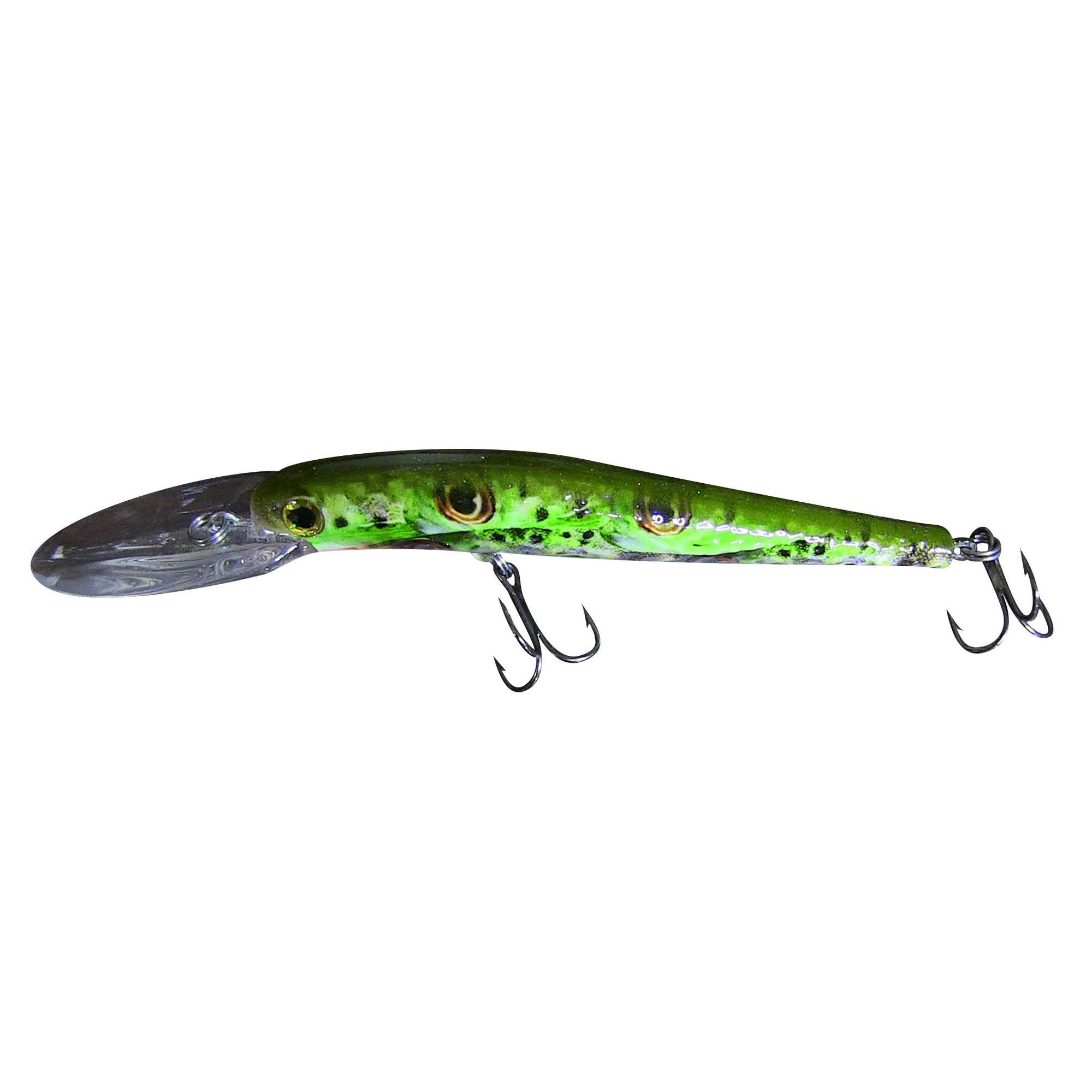brown fish lure eyes Green Chartreuse Baby Brown Trout 5" HD Schooling Eyes Diver